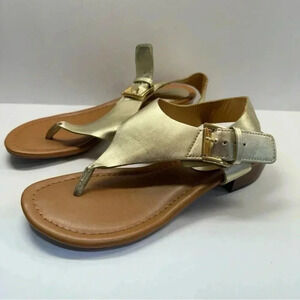 Tommy Hilfiger Womens Size 6 TWKitty2 Gold/Brown 1.5" Block Heels/Sandals